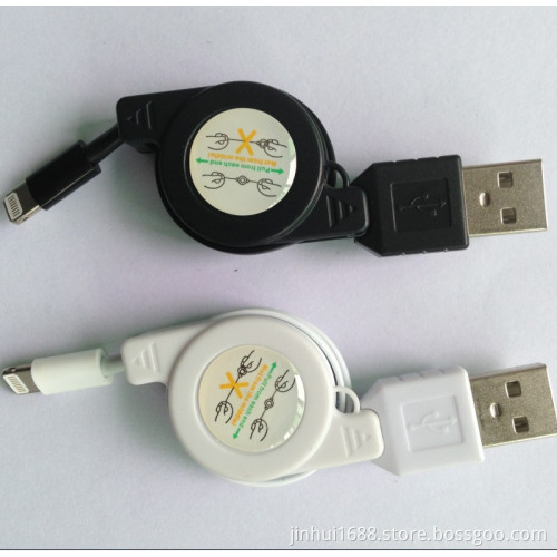 for iPhone5 USB Cable and Charging Lighting 8pin USB Retracable Cable (JH-cable-03)